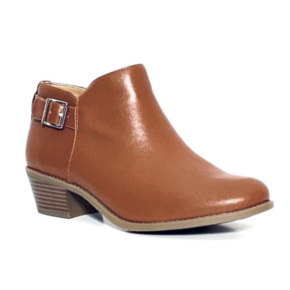 Vionic Millie Ankle Boots Buckle Leather Toffee Brown Size 7 Preloved Condition